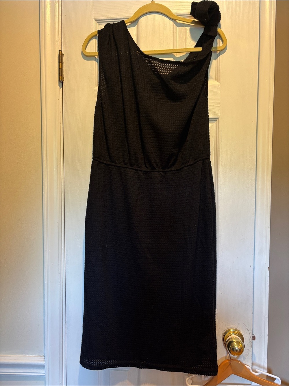 NWT Cupshe Black Asymmetric Net Mesh Tie Shoulder Swim Coverup Dress XL